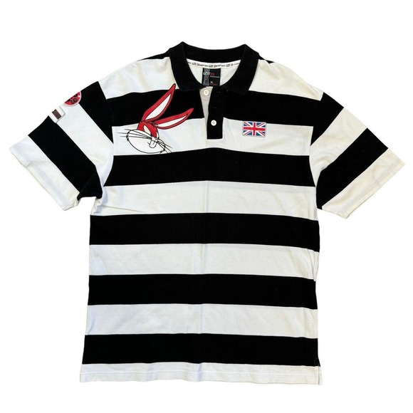 Lot 29 Other - Vintage Lot 29 Looney Tunes Bugs Bunny Polo Shirt Stripe Size XL Britain UK Flag